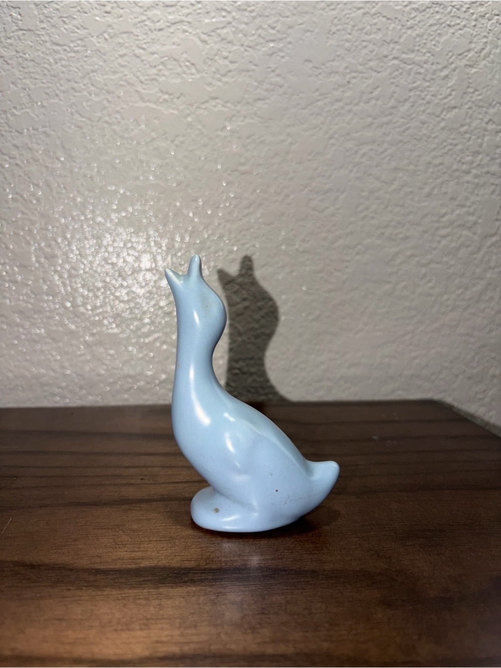 Vintage Mid Century Pottery Bird Figurine Matte Blue Ceramic Quail MCM